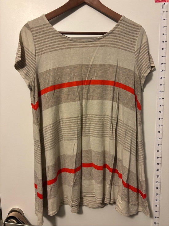 Puella Tops - Puella Anthropologie tan, beige and orange stripe swing shirt.